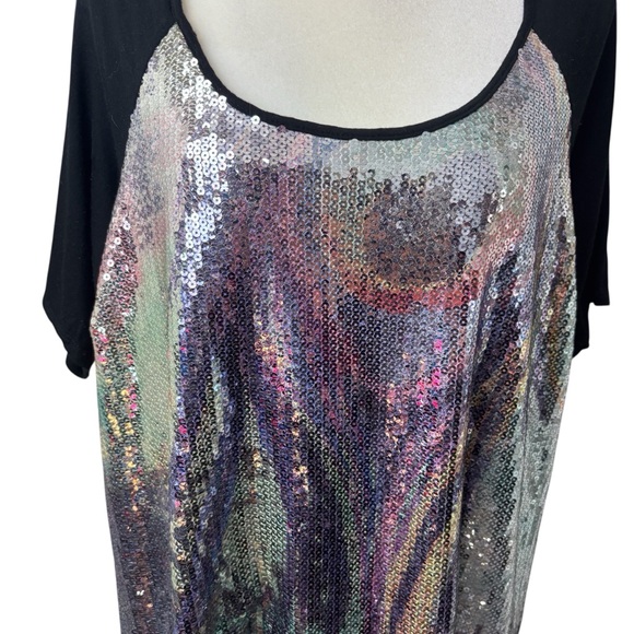 Moa Moa Woman sequin top, size 1X, vintage, party, holiday, dressy, colorful - Picture 4 of 7